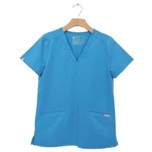 Figs Womens XS Blue Casma Scrub Top V-Neck Short Sleeve Work Uniform Utility